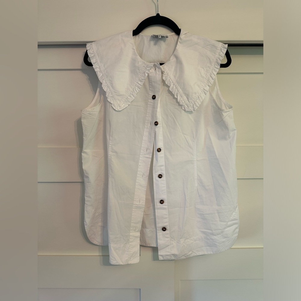 Ganni Collar Button Up Tank, Size 40
